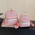 Rosa Pünktchen Rucksack mit Spitzenbesatz, süßer lässiger Tagesrucksack für Damen und Mädchen. - L / Rosa