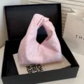 Sac à main nuage à pois roses chic, sac bandoulière élégant à poignée nouée pour femmes - Rose