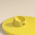 Cute yellow slanted pet cat bowl with cartoon duck design, ergonomic elevated feeder for dogs. - Yellow Duck Shape / Plastic Bowl