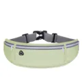 Light green running waist bag with zipper pockets, adjustable strap and headphone jack. - Green
