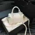 Bolso de mano Boston blanco vintage para mujer, bolso cruzado de cuero PU estilo diario. - Blanco