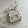 Sweet white mini backpack for women, cute lace trim and bows, stylish crossbody design. - Off White