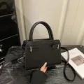 Black minimalist women crossbody handbag, stylish small square shoulder bag variant. - Black