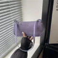 Sac à épaule baguette motif crocodile violet pour femme, sac à main chic style français. - Violet