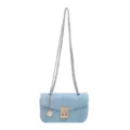 Chicke gesteppte Damentasche, minimalistische Umhängetasche mit goldener Kette für Sommer. - Blau