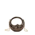 Unique metallic crescent moon shoulder bag with gold chain strap chic crossbody purse - Gunmetal
