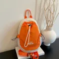 Color-contrast lightweight waterproof casual backpack, multi-functional stylish everyday bag. - Orange