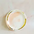 Belle assiette jetable en papier rose aquarelle et bord doré pour fête, pique-nique et gâteau. - Assiette Ronde Marquage à Chaud (Lavis Vert Menthe) / 8 Pièces/Paquet (9 Pouces)
