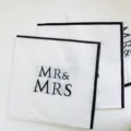 White paper napkins featuring black borders and MR & MRS print, perfect for wedding party decor. - 33x33cm Paper Napkin