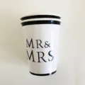 Wedding party paper cups disposable black and white minimalist design MR and MRS decorative cups - 270ml Paper Cup