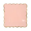 Pink square paper plate with gold foil scalloped edge for party tableware and birthday cake. - Shy Pink / 8 Pcs 7 Inch / Pink
