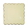Disposable square paper plate with gold scalloped rim for party supplies and birthday cake. - Yellow Style / 8 Pcs 7 Inch / Yellow
