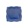 Blue embossed square paper plate for party salad and pasta. Disposable decorative dinnerware. - 8 Pieces Small Plates