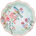 Retro floral bird paper plate 17.5cm party wedding disposable tableware decorative dish - Green Bird / 8 Pieces/Pack 17.5cm / Green