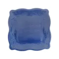 Blue square disposable paper plate with embossed scroll rim for party salad pasta serving - 8 Pieces Large Plates