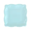 Plato de papel cuadrado azul claro con diseño floral en relieve para fiestas. - 8 Piezas Platos Grandes