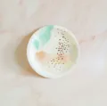 Disposable paper plate watercolor abstract mint peach gold flecks party cake tableware variant - 7-Inch Hot Stamped Round Plate / 8 Pieces/Pack / Mint Green