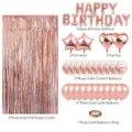 Rose gold birthday party decoration set including fringe curtain foil balloons and confetti balloons - Rose Gold Birthday Set
