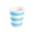 Vaso de papel desechable con rayas azules y blancas, ideal para fiestas infantiles y eventos. - 12 Pcs Vaso de Papel