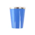 Blue disposable paper cup with metallic gold rim for party supplies and events daily use. - 8 Pcs Paper Cups