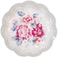 Vintage floral paper plates 17.5cm scalloped disposable tableware for wedding party supplies. - Pink Large Flowers II / 8 Pieces/Pack 17.5cm / Pink
