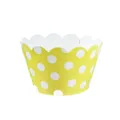 Caissettes à cupcakes à pois jaunes pour décoration de pâtisserie et fête, 12 pcs. - Jaune