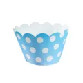 Wrappers de cupcake bleu pois blancs papier cuisson festonne decoration gateau 12pcs - Bleu