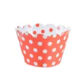 Disposable red polka dot cupcake wrappers, decorative paper baking cups for dessert parties, 12pcs. - Orange