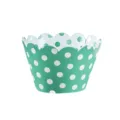 Green polka dot cupcake wrappers scalloped baking paper liners dessert decoration 12pcs - Dark Green