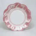 Pink scalloped paper plate 17.5cm, vintage marble design, disposable tableware for party. - Pink Dye / 8 Pieces/Pack 17.5cm