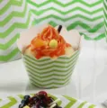 Green and white chevron cupcake wrappers baking paper cups 12pcs party cake decorations - Green