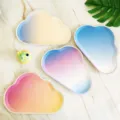 Gradient cloud paper plates disposable party plates for kids birthday cake table decoration - 8 Pcs White Cloud Plates Gradient Mixed Colors