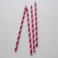 Rose red polka dot paper straws, ideal for birthday party decorations and drinks supplies. - Straws
