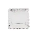 Assiette en papier jetable carrée de 7 pouces avec bordure florale argentée pour fête. - Lot de 8 / Argent