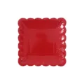 Assiettes en papier carrées rouges 7 pouces jetables gaufrées florales vaisselle de fête - Lot de 8 / Rouge