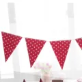 Red polka dot paper bunting banner for birthday party decorations and festive celebrations. - Bunting Flag