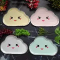 Cute cloud paper plates for kids birthday party disposable gold foil cake dessert tableware - 8 Pcs White Cloud Plates with Cross-eyed Face Mixed Colors