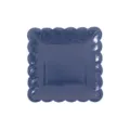 Assiette en carton jetable carrée bleu foncé de 7 pouces avec bord festonné pour fête. - Lot de 8 / Bleu Saphir
