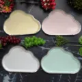 Disposable cloud shaped paper plates with gold foil border set for kids birthday party - 8 Pcs Monochrome White Cloud Plate Set
