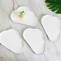 Cloud paper plates silver foil rim disposable birthday party cake tableware 4 pcs set - 8 Pcs Solid White Cloud Plates