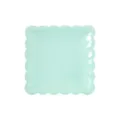 Assiette en papier jetable carrée vert menthe avec bord gaufré floral pour décoration. - Lot de 8 / Vert menthe