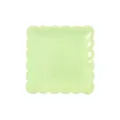 Assiette jetable en carton vert clair 7 pouces festonnée pour déco de fête et de table. - Lot de 8 / Verdoyant