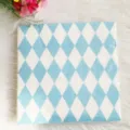 Blue diamond pattern paper napkins for party and afternoon tea tableware decoration detail. - Napkins / 16 Pieces/Pack (33x33cm) / Blue