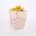 Roségold gestreifte Papierepopcornschachtel 6er Set Partybecher Snackbehälter neu. - Popcorn-Boxen / 8 Stück/Packung / Roségoldene Diagonalstreifen