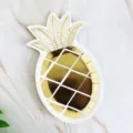 Goldene Ananas Pappteller für Partybedarf, einweg Geschirr für Obst, Kuchen und Desserts. - Rundes Blatt Ananas Teller / 8 Stück/Packung / Goldprägung