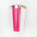 Pink and white striped disposable paper cups with gold foil rim for parties and drinks. - 270ML / Rose Red