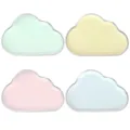 Lot de 4 assiettes en carton en forme de nuage pastel avec bord argenté pour fête d'anniversaire - Couleur unie / Rose