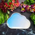 Assiette en papier jetable irisée en forme de nuage pour fête d'anniversaire et gâteau. - Lot de 8 / Nuage Blanc Dégradé N° 1