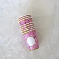 Set de gobelets en carton donut rose pour fête et joyeuse célébration, jolie vaisselle jetable. - 8 pièces gobelets en papier 270 ml avec donuts rose rouge