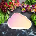 Assiette en carton jetable en forme de nuage dégradé rose jaune vaisselle de fête anniversaire - Lot de 8 / Nuage Blanc Dégradé N° 2
